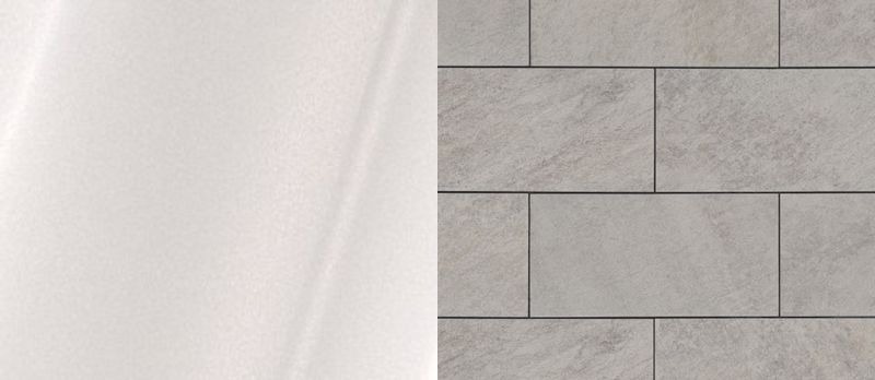 Цвет сигнальный белый, RAL 9003, покрытие глянец (полиэстер), в сочетании с материалом «Серый камень»