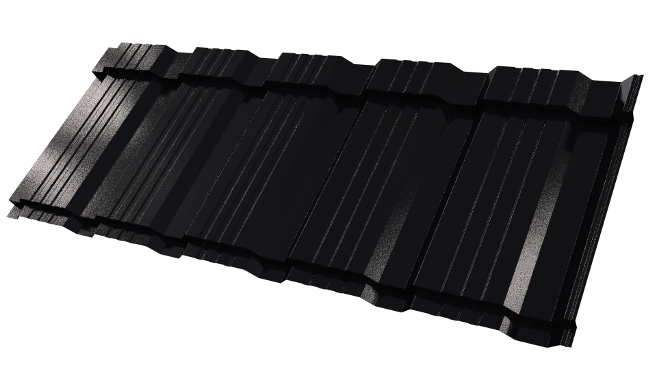 Металлочерепица Каскад 1195/1130x0,5 мм, 9005 черный янтарь глянцевый