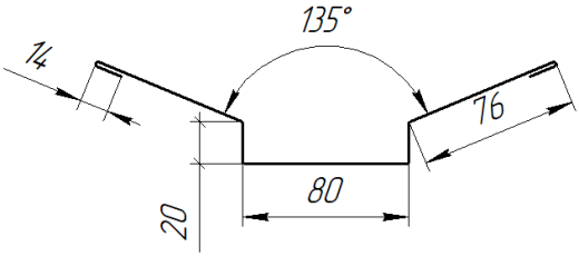 Планка ендовы верхняя 76x76x2000 мм, цинк