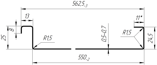 Фальцевая кровля 562/550x0,45 мм, 7004 сигнальный серый глянцевый